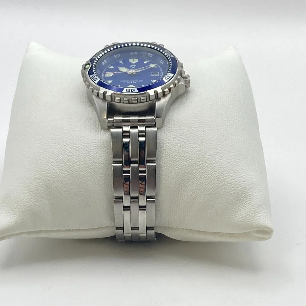 Momentum M1 Women's Diver Watch 30mm Silver Tone Blue Dial 200M New Battery 6